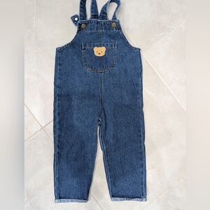2/$25 Unisex denim overalls toddler size 2-3y with Bear Patch